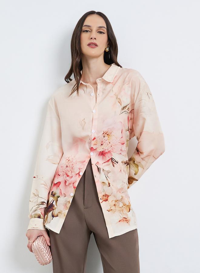 ستايلي قميص بأكمام طويلة وطبعة زهور - Image 1